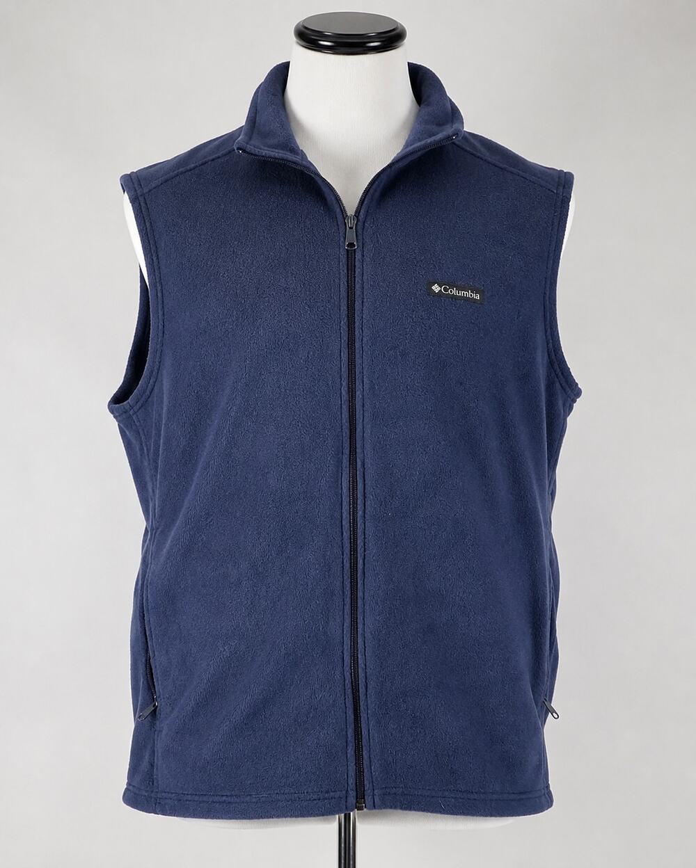 Columbia Mens Fleece Vest 2XL Blue Full Zip Sleeveless Outdoor Hiking Jacket